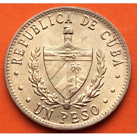 CUBA 1 PESO 1985 ESTRELLA - PATRIA o MUERTE KM.105 MONEDA DE LATON SC-