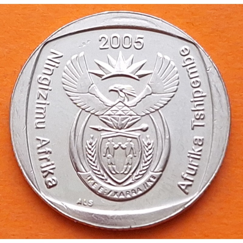 SUDAFRICA 2 RAND 2005 ANTILOPE y ESCUDO NACIONAL KM.296 MONEDA DE NICKEL EBC South Africa