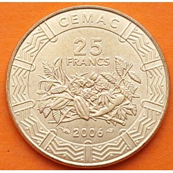 ESTADOS DEL AFRICA CENTRAL 25 FRANCOS 2006 FLORES KM.20 MONEDA DE LATON SC- Etats de L'Afrique Centrale 25 FRANCS FCFA