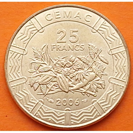 ESTADOS DEL AFRICA CENTRAL 25 FRANCOS 2006 FLORES KM.20 MONEDA DE LATON SC- Etats de L'Afrique Centrale 25 FRANCS FCFA