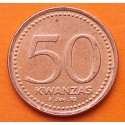 @MUY RARA@ ANGOLA 50 KWANZAS 1992 JAN 8 Edición ANIVERSARIO KM.101 MONEDA DE NICKEL y BAÑO DE COBRE EBC-
