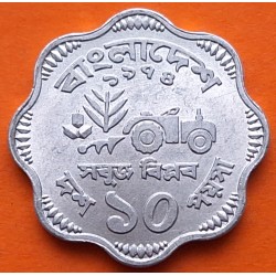 BANGLADESH 10 POISHA 1974 FAO TRACTOR LA REVOLUCIÓN VERDE KM.7 MONEDA DE ALUMINIO SC-
