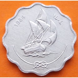 MALDIVAS ISLAS 10 LAARI 1984 BARCO ANTIGUO KM.70 MONEDA DE ALUMINIO SC- @FORMA LOBULADA@ Maldives