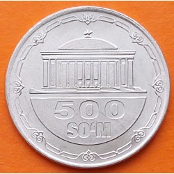 UZBEQUISTAN 500 SOM 2005 MAUSOLEO y ESCUDO KM.39 MONEDA DE ACERO SC- Uzbekistan