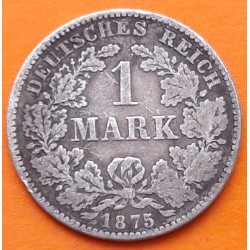 ALEMANIA 1 MARCO 1875 A AGUILA del EMPERADOR GUILLERMO I KM.7 MONEDA DE PLATA MBC- Germany 1 Mark DEUTSCHES REICH