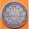 ALEMANIA 1 MARCO 1875 A AGUILA del EMPERADOR GUILLERMO I KM.7 MONEDA DE PLATA MBC- Germany 1 Mark DEUTSCHES REICH