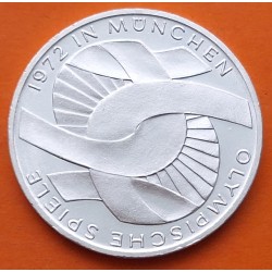 ALEMANIA 10 MARCOS 1972 D ANILLOS OLÍMPICOS OLIMPIADA DE MUNICH KM.131 MONEDA DE PLATA SC + IMPERFECCIONES Germany silver R/1