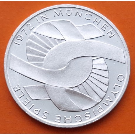 ALEMANIA 10 MARCOS 1972 D ANILLOS OLÍMPICOS OLIMPIADA DE MUNICH KM.131 MONEDA DE PLATA SC + IMPERFECCIONES Germany silver R/1