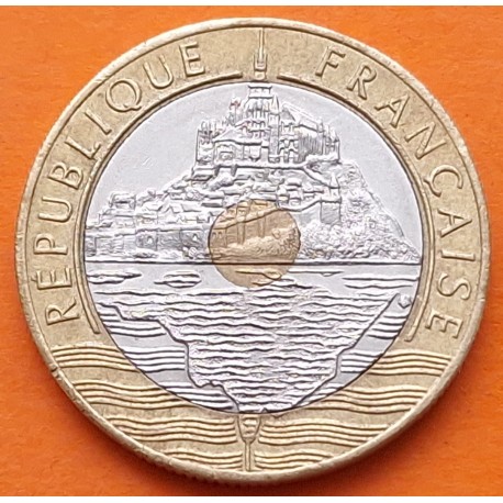 FRANCIA 20 FRANCOS 1993 MONTE SAINT MICHEL KM.1008 MONEDA BIMETALICA MBC+ France 20 Francs