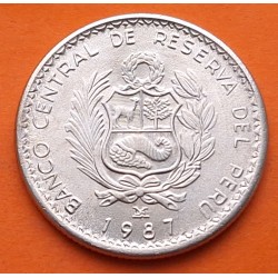 PERU 5 INTIS 1987 GRAN ALMIRANTE MIGUEL GRAU KM.300 MONEDA DE NICKEL EBC