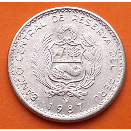 PERU 5 INTIS 1987 GRAN ALMIRANTE MIGUEL GRAU KM.300 MONEDA DE NICKEL EBC