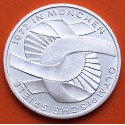 ALEMANIA 10 MARCOS 1972 F ANILLOS OLÍMPICOS OLIMPIADA DE MUNICH KM.131 MONEDA DE PLATA SC + IMPERFECCIONES Germany silver R/1