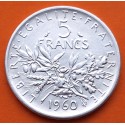 FRANCIA 5 FRANCOS 1960 SEMBRADORA SEMEUSE KM.926 MONEDA DE PLATA EBC- IMPERFECCIONES France silver 0,32 ONZAS R/3