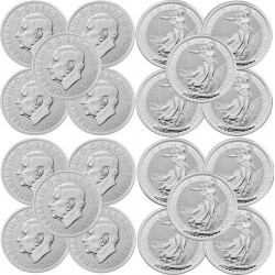 . 10 monedas x INGLATERRA 2 LIBRAS 2020 BRITANNIA PLATA 999 United Kingdom £2 Pounds silver coin OZ OUNCE 1 ONZA