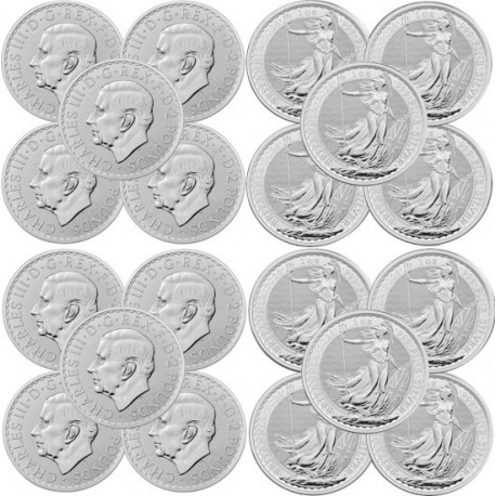 . 10 monedas x INGLATERRA 2 LIBRAS 2020 BRITANNIA PLATA 999 United Kingdom £2 Pounds silver coin OZ OUNCE 1 ONZA