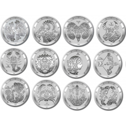 . 12 monedas x TOKELAU 5 DOLARES 2022 HOROSCOPO Serie ZODIAC PLATA SC silver CAPSULA 1 ONZA 2022