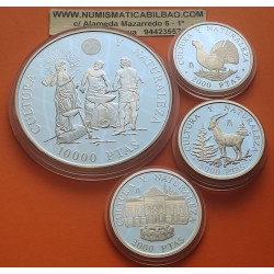 . 8,20 ONZAS x ESPAÑA 2ª SERIE CULTURA y NATURALEZA @VER FOTOS@ ESPAÑA 2000 + 5000 + 10000 PESETAS 1995 PLATA CAPSULAS 4 Monedas