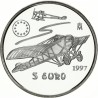 . 1 ONZA x ESPAÑA 5 EUROS 1997 HOMENAJE A LA AVIACION NIEUPORT AVION MONEDA DE PLATA FNMT OZ 33,62 grs Ley 925