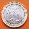 BULGARIA 1 LEV 2002 SAN IVAN PATRONO KM.254 MONEDA BIMETALICA SC + Imperfecciones