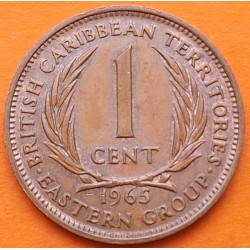 TERRITORIOS BRITANICOS DEL CARIBE 1 CENTAVO 1965 VALOR KM.2 MONEDA DE COBRE SC- British Caribbean Territories