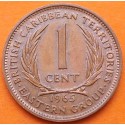 TERRITORIOS BRITANICOS DEL CARIBE 1 CENTAVO 1965 VALOR KM.2 MONEDA DE COBRE SC- British Caribbean Territories
