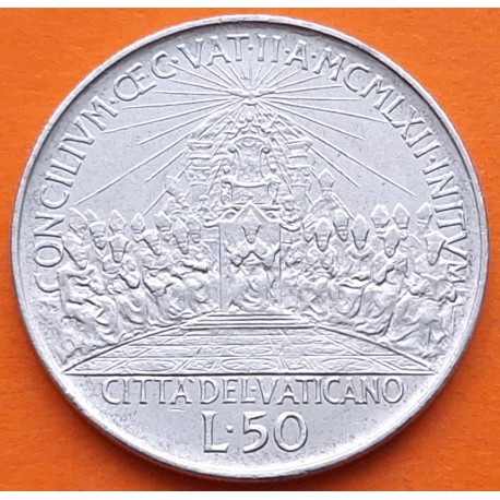VATICANO 50 LIRAS 1962 PAPA JUAN XXIII 2ª CONCILIO ECUMENICO KM.72 MONEDA DE ACERO SC 50 lire POPE GIOVANNI