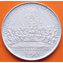 VATICANO 50 LIRAS 1962 PAPA JUAN XXIII 2ª CONCILIO ECUMENICO KM.72 MONEDA DE ACERO SC 50 lire POPE GIOVANNI