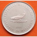 MACEDONIA 2 DENARI 1993 SALMÓN - 50 AÑOS DE LA F.A.O. KM.6.A MONEDA DE LATON SC- North