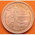 1º AÑO DE EMISIÓN x GIBRALTAR 2 PENIQUES 1988 AC FARO DE PUNTA EUROPA KM.21 MONEDA DE BRONCE SC- 2 Pence