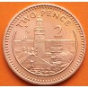 1º AÑO DE EMISIÓN x GIBRALTAR 2 PENIQUES 1988 AC FARO DE PUNTA EUROPA KM.21 MONEDA DE BRONCE SC- 2 Pence