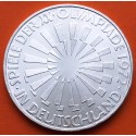 ALEMANIA 10 MARCOS 1972 D ANAGRAMA CIRCULAR OLIMPIADA DE MUNICH Leyenda IN DEUTSLAND KM.130 MONEDA DE PLATA SC- Germany 10 Marks