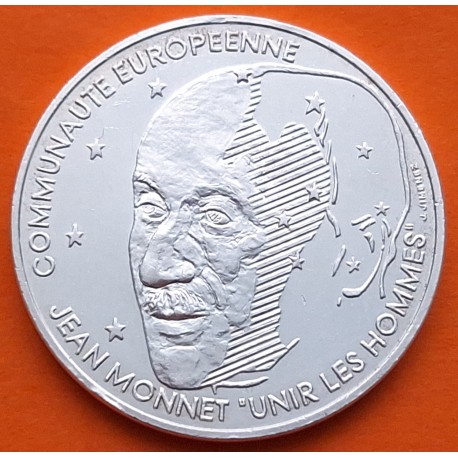 FRANCIA 100 FRANCOS 1992 JEAN MONNET KM.1120 MONEDA DE PLATA SC France 100 Francs silver @IMPERFECCIONES@ R/1
