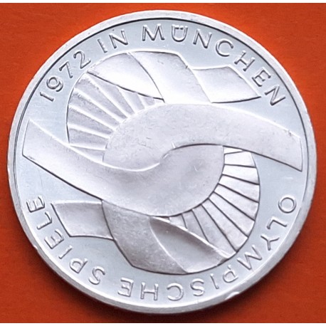ALEMANIA 10 MARCOS 1972 G ANILLOS OLÍMPICOS OLIMPIADA DE MUNICH KM.131 MONEDA DE PLATA SC + IMPERFECCIONES Germany silver R/3