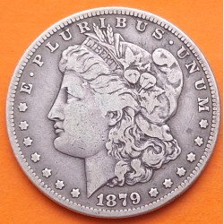 @ESCASA@ ESTADOS UNIDOS 1 DOLAR 1879 S MORGAN KM.110 MONEDA DE PLATA MUY CIRCULADA USA silver $1 Dollar R/1