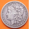 @ESCASA@ ESTADOS UNIDOS 1 DOLAR 1879 S MORGAN KM.110 MONEDA DE PLATA MUY CIRCULADA USA silver $1 Dollar R/1