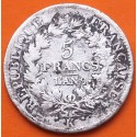 . 1ª REPÚBLICA x FRANCIA 5 FRANCOS 1800 L'AN 9 BURDEOS Letra K UNION et FORCE KM.288 MONEDA DE PLATA France Bourdeaux