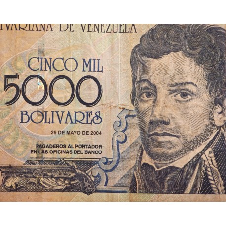 @PVP NUEVO 21€@ VENEZUELA 5000 BOLIVARES 2004 BARCO y CATARATAS Pick 84C BILLETE CIRCULADO