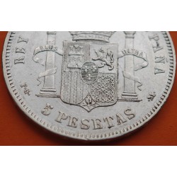 ESPAÑA 5 PESETAS 1891 * 18 91 PGM REY ALFONSO XIII KM.689 MONEDA DE PLATA (DURO) Spain silver R/5