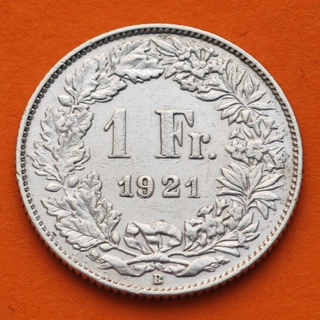 SUIZA 1 FRANCO 1921 B DAMA y VALOR KM.24 MONEDA DE PLATA MBC+ Switzerland 1 Franc silver coin