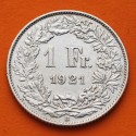 SUIZA 1 FRANCO 1921 B DAMA y VALOR KM.24 MONEDA DE PLATA MBC+ Switzerland 1 Franc silver coin