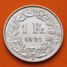 SUIZA 1 FRANCO 1921 B DAMA y VALOR KM.24 MONEDA DE PLATA MBC+ Switzerland 1 Franc silver coin