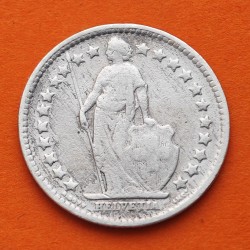 SUIZA 1/2 FRANCO 1920 B DAMA HELVETICA CON ESCUDO y LANZA KM.23 MONEDA DE PLATA MUY CIRCULADA Switzerland silver Half franc R/2