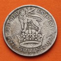 INGLATERRA 1 SHILLING 1929 LEON y CORONA de JORGE V KM.833 MONEDA DE PLATA MUY CIRCULADA UK Silver R/3
