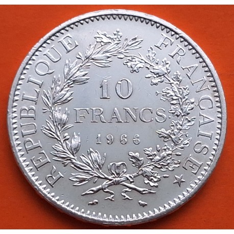 FRANCIA 10 FRANCOS 1966 HERCULES KM.932 MONEDA DE PLATA EBC + IMPERFECCIONES France 10 Francs 0,72 ONZAS R/4