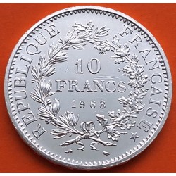 FRANCIA 10 FRANCOS 1968 HERCULES KM.932 MONEDA DE PLATA EBC + IMPERFECCIONES France 10 Francs 0,72 ONZAS R/4