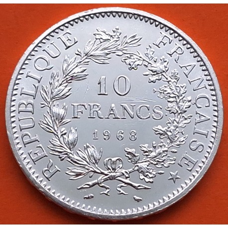 FRANCIA 10 FRANCOS 1968 HERCULES KM.932 MONEDA DE PLATA EBC + IMPERFECCIONES France 10 Francs 0,72 ONZAS R/4