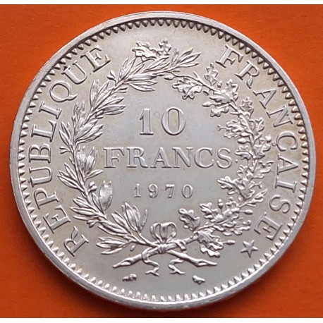 FRANCIA 10 FRANCOS 1970 HERCULES KM.932 MONEDA DE PLATA EBC + IMPERFECCIONES France 10 Francs 0,72 ONZAS R/4