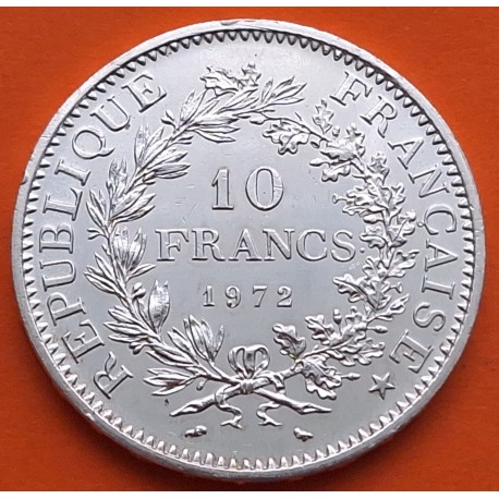FRANCIA 10 FRANCOS 1972 HERCULES KM.932 MONEDA DE PLATA EBC + IMPERFECCIONES France 10 Francs 0,72 ONZAS R/4