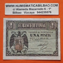 . 1 Billete MUY CIRCULADO x ESPAÑA 1 PESETA 1938 ABRIL 30 BURGOS AGUILA Color VERDE Serie L Pick 108 Spain banknote