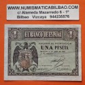 . 1 Billete MUY CIRCULADO x ESPAÑA 1 PESETA 1938 ABRIL 30 BURGOS AGUILA Color VERDE Serie L Pick 108 Spain banknote
